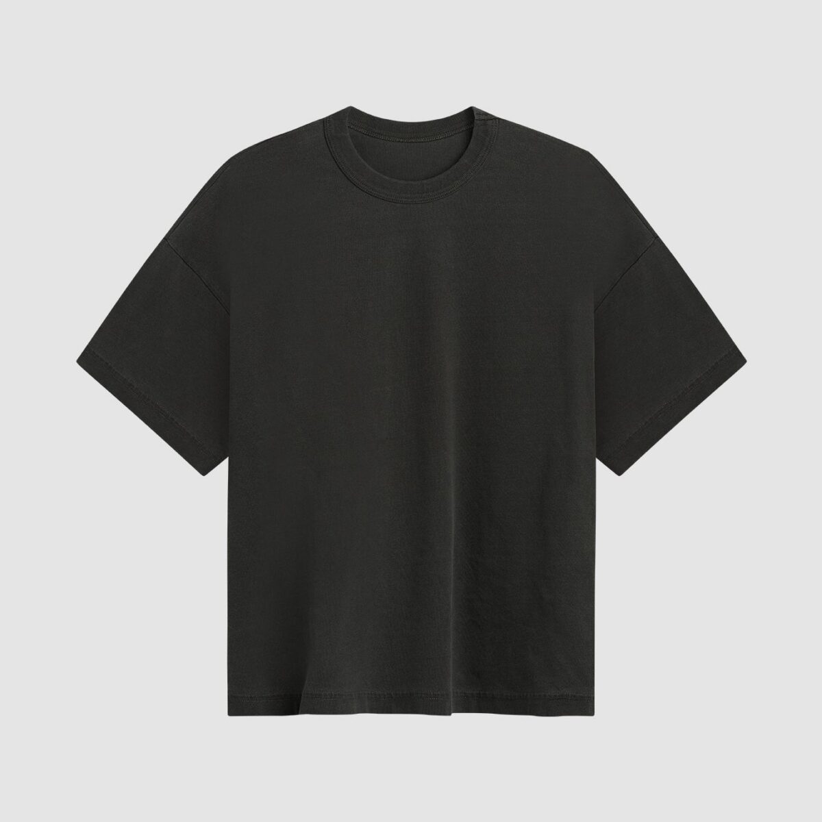Washed Black Boxy Cropped Heavyweight T-Shirt