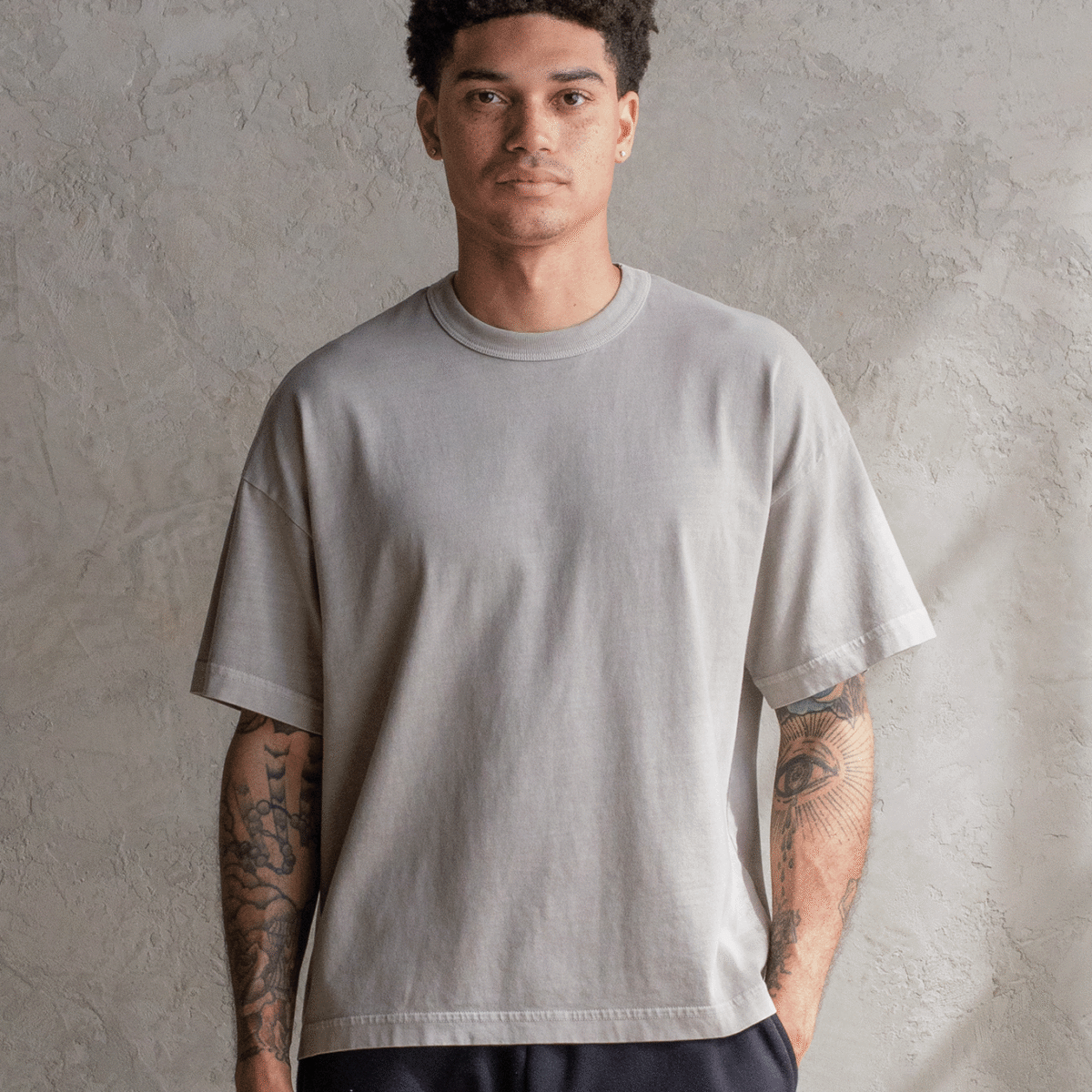 Washed Concrete Boxy Cropped Heavyweight T-Shirt