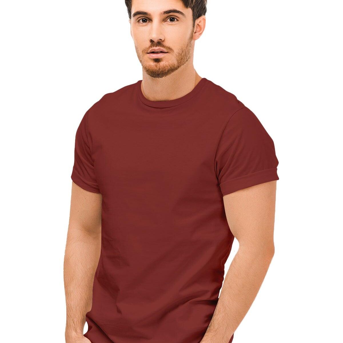 Men's Rust Brown Cotton Crew Neck T-Shirt