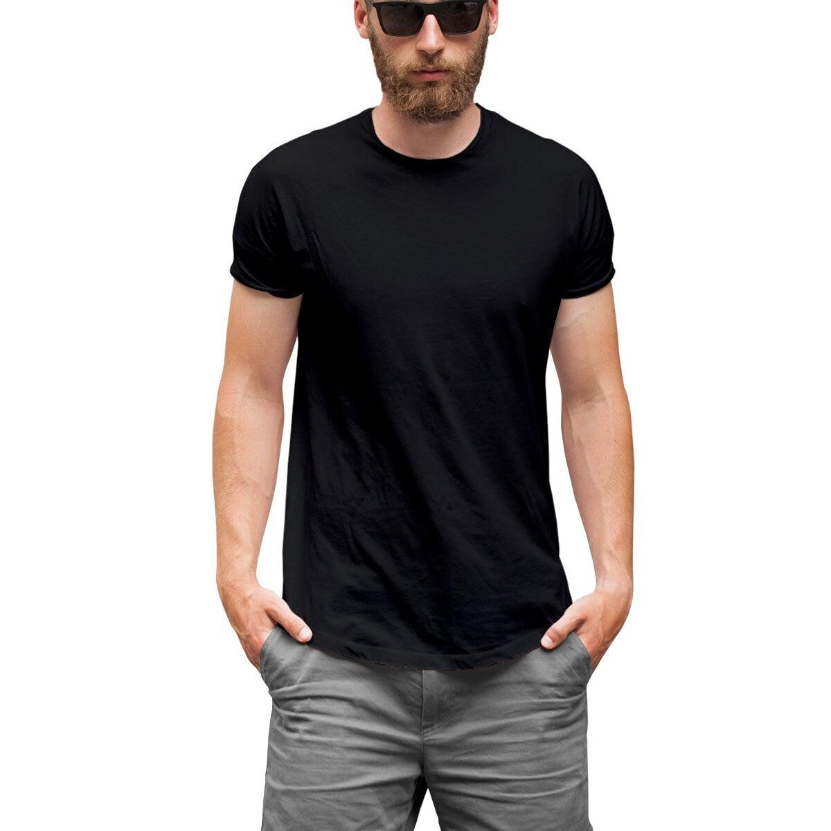 Men's Black Tailored Fit Airlume Cotton Crew Neck T-Shirt