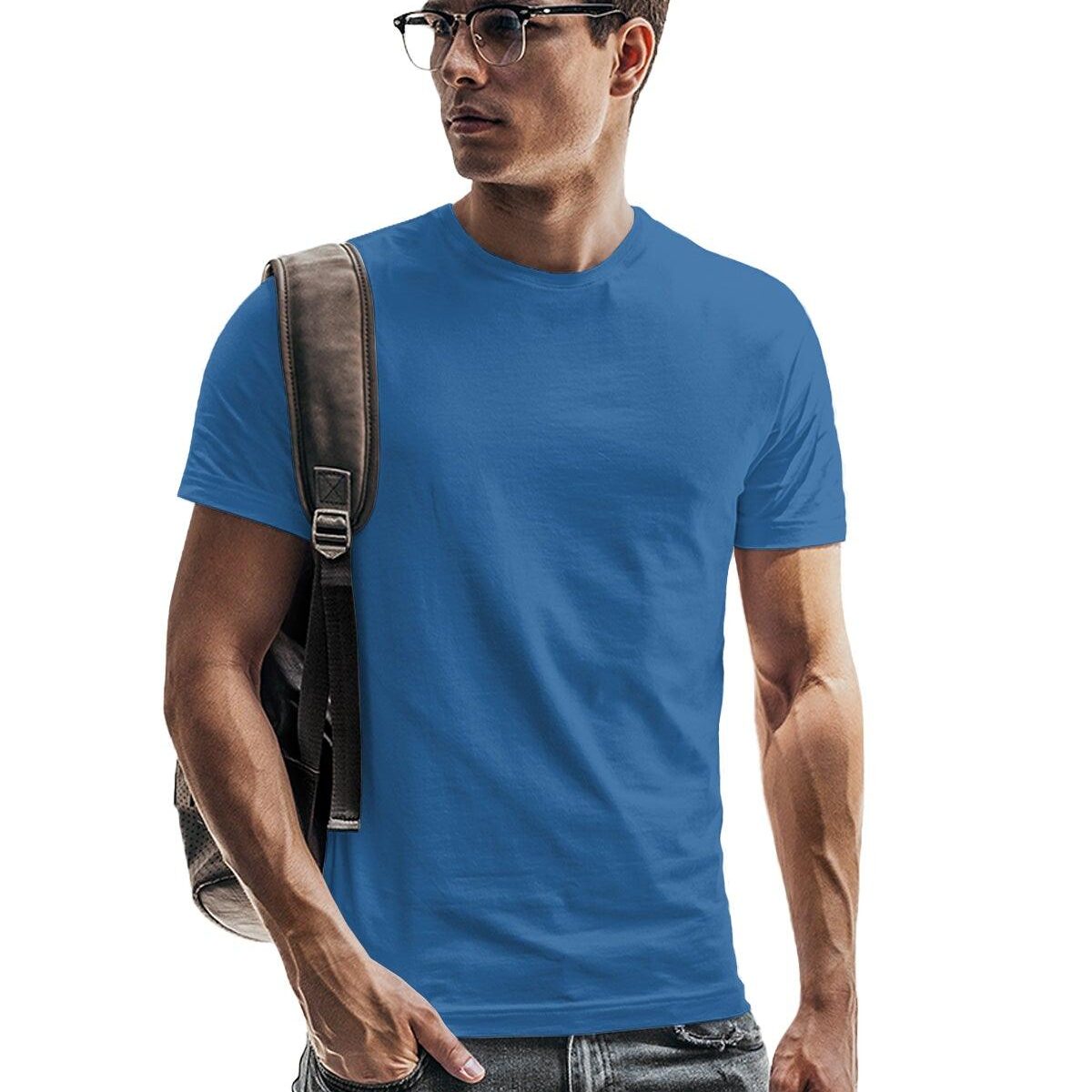 Men's Columbia Blue Short Sleeve Cotton Crew Neck T-Shirt