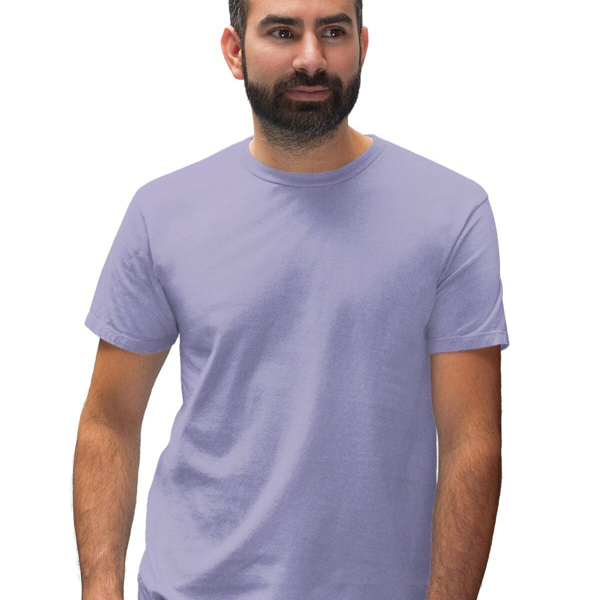 Men's Lavender Short Sleeve Airlume Cotton Crew Neck T-Shirt