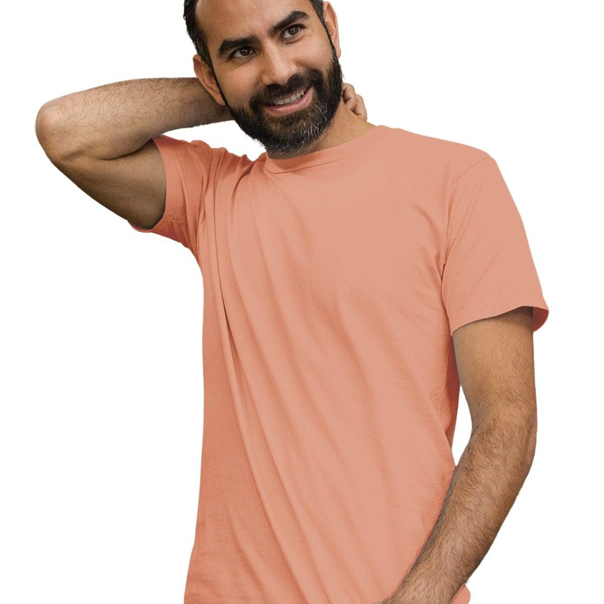 Men's Sunset Orange Cotton Crew Neck T-Shirt
